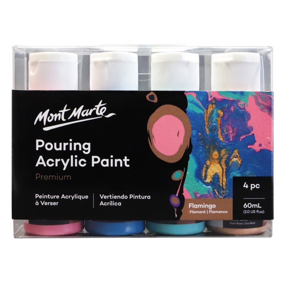 Pouring Acrylic Paint 60ml 4pc Set - Flamingo