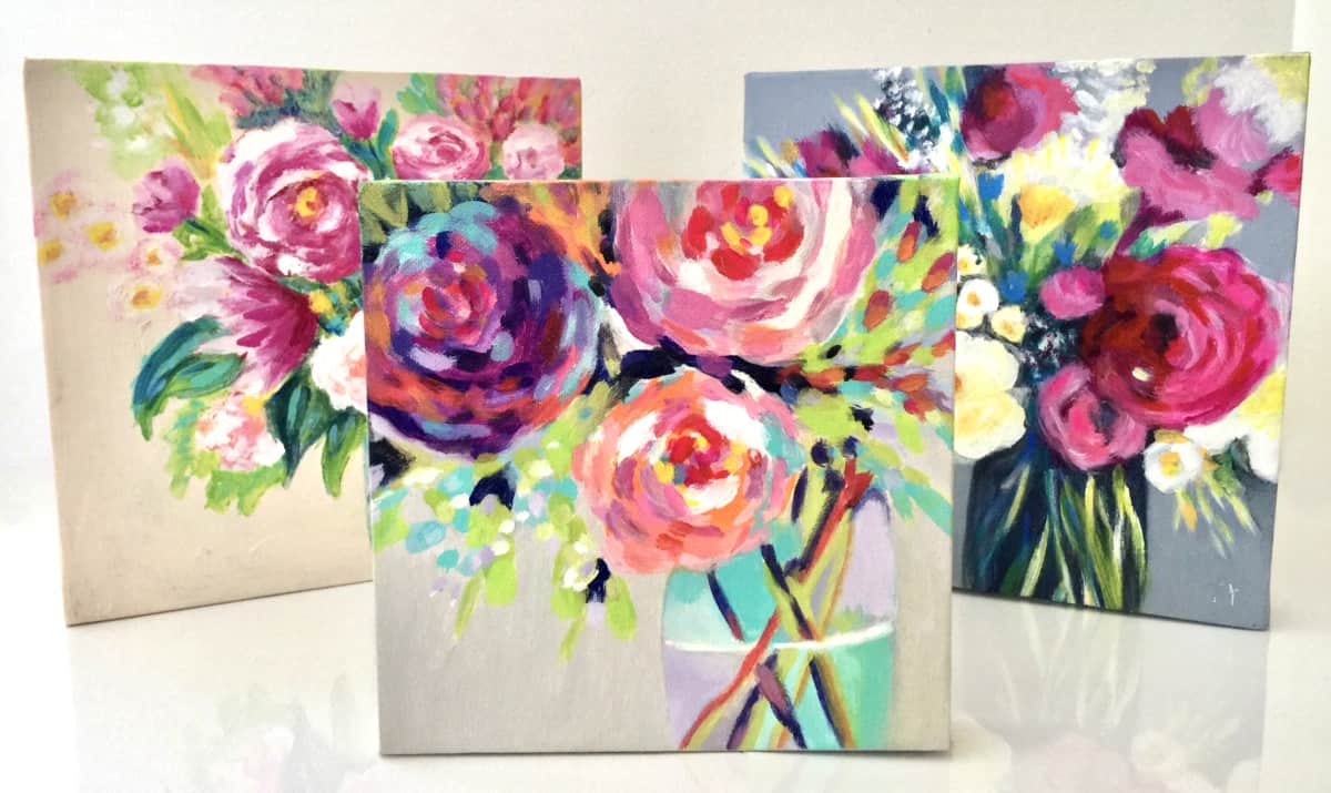 Floral Paint and Sip Canvases