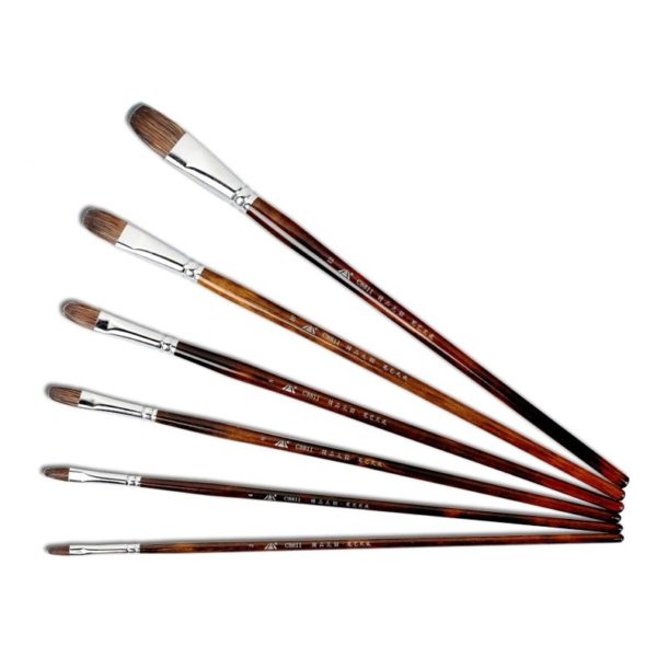 6pc Filbert Sable Watercolour Brush Set
