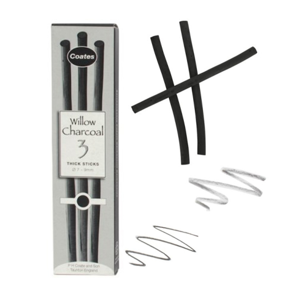 Coates Willow Charcoal Thick Sticks x 3