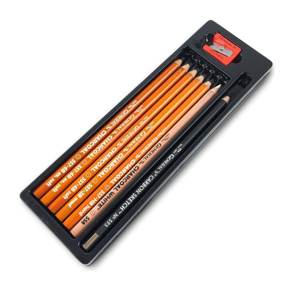 Woodless Charcoal Pencils Set,6 Pcs Professional Pure Carbon Sketch Pens  Assort | eBay