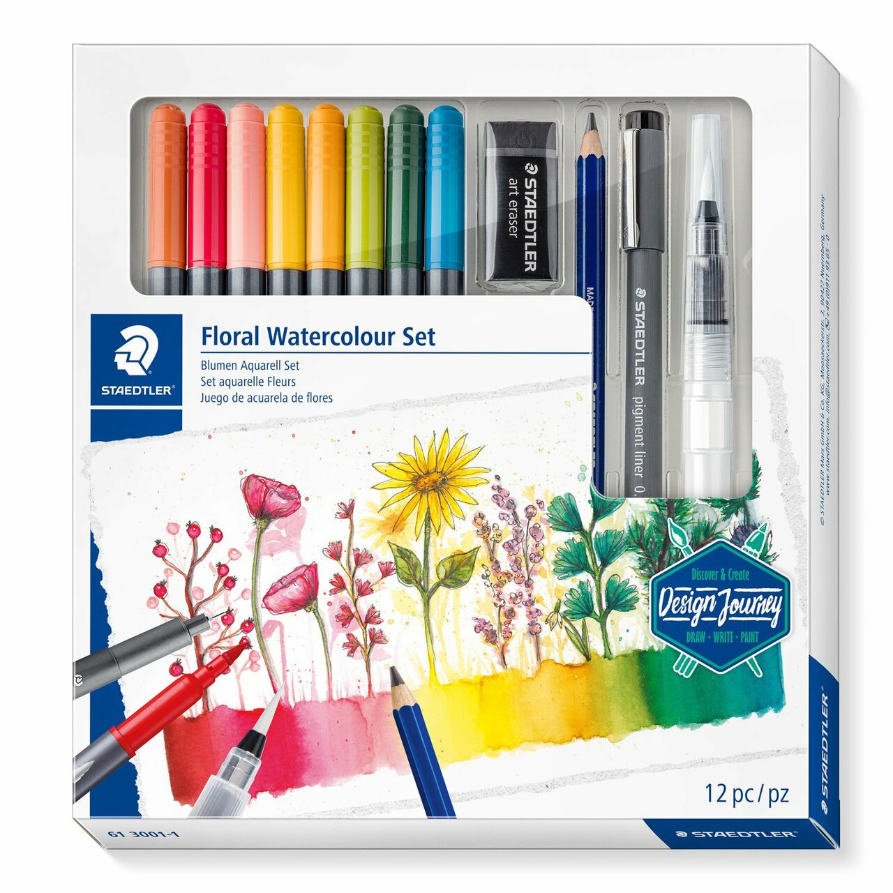Staedtler Pigment Liner Pack of 3 and Pencil Eraser Sharpener Set